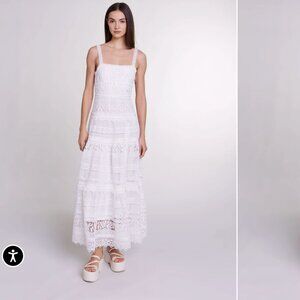 Maje white crochet-knit maxi dress size s 36